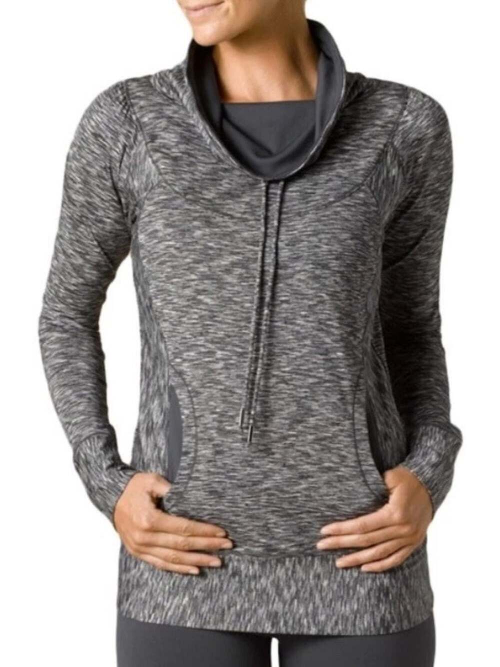 prAna Ember space dye stretch funnel neck top sz S